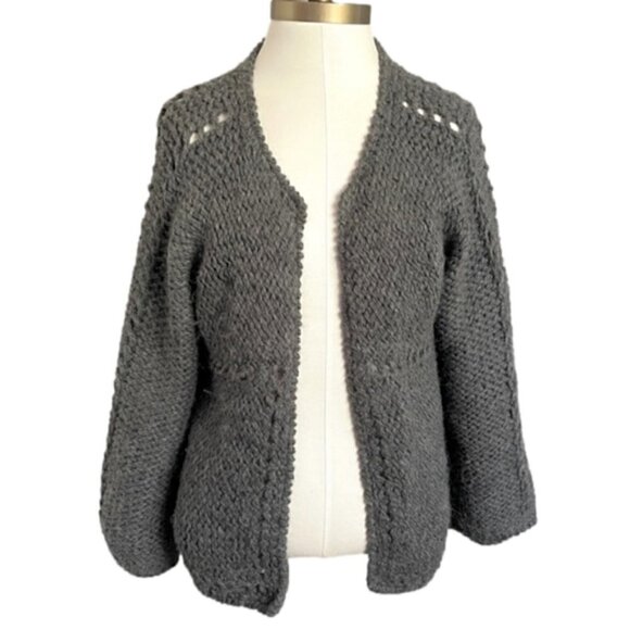 House of Harlow Gray Wool Alpaca Chunky Open Cardigan Sweater - S/M - Picture 3 of 11